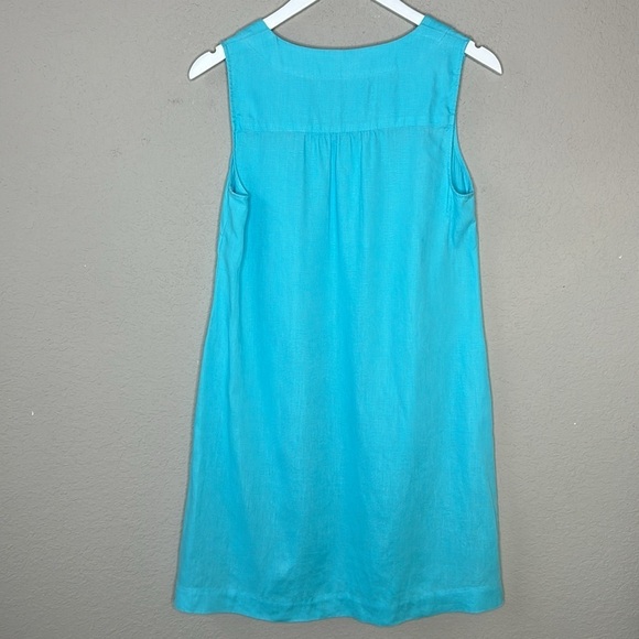 J.Jill Love Linen 100% Linen V-Neck Shift Dress Ocean Blue Size XS - Picture 7 of 12